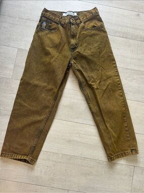 Men's Brown Washed Chinos - Relaxed Straight Fit